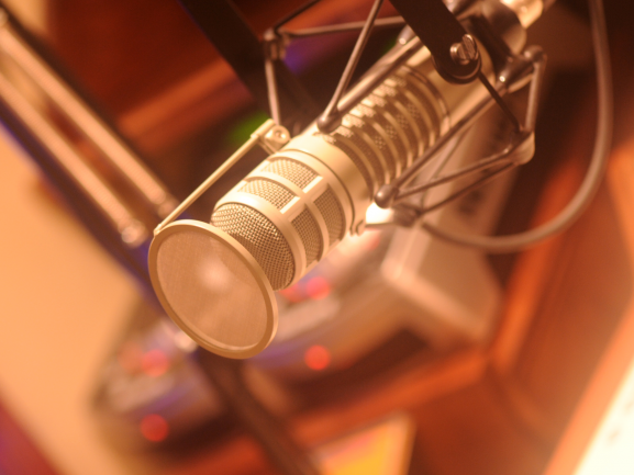 audio microphone to denote content strategy and production