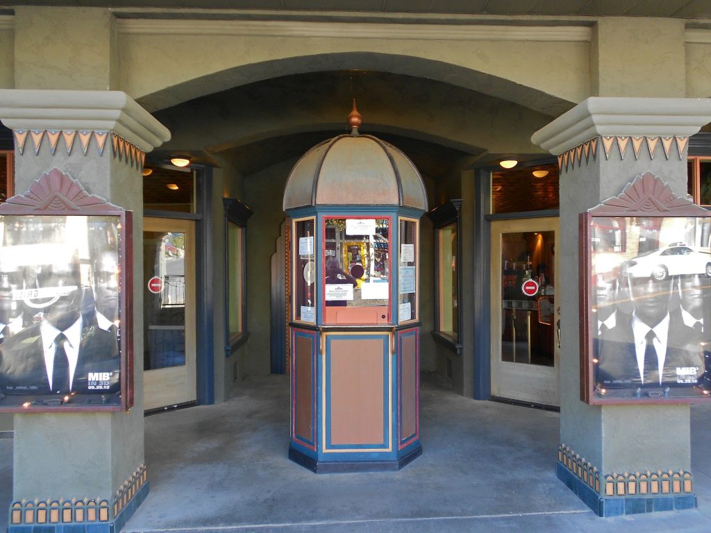 Old style movie theater ticket booth