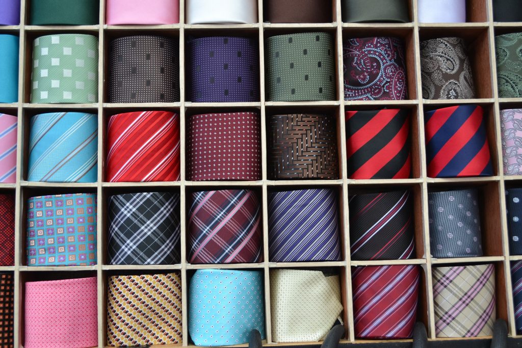 A selection of colorful mens' neckties