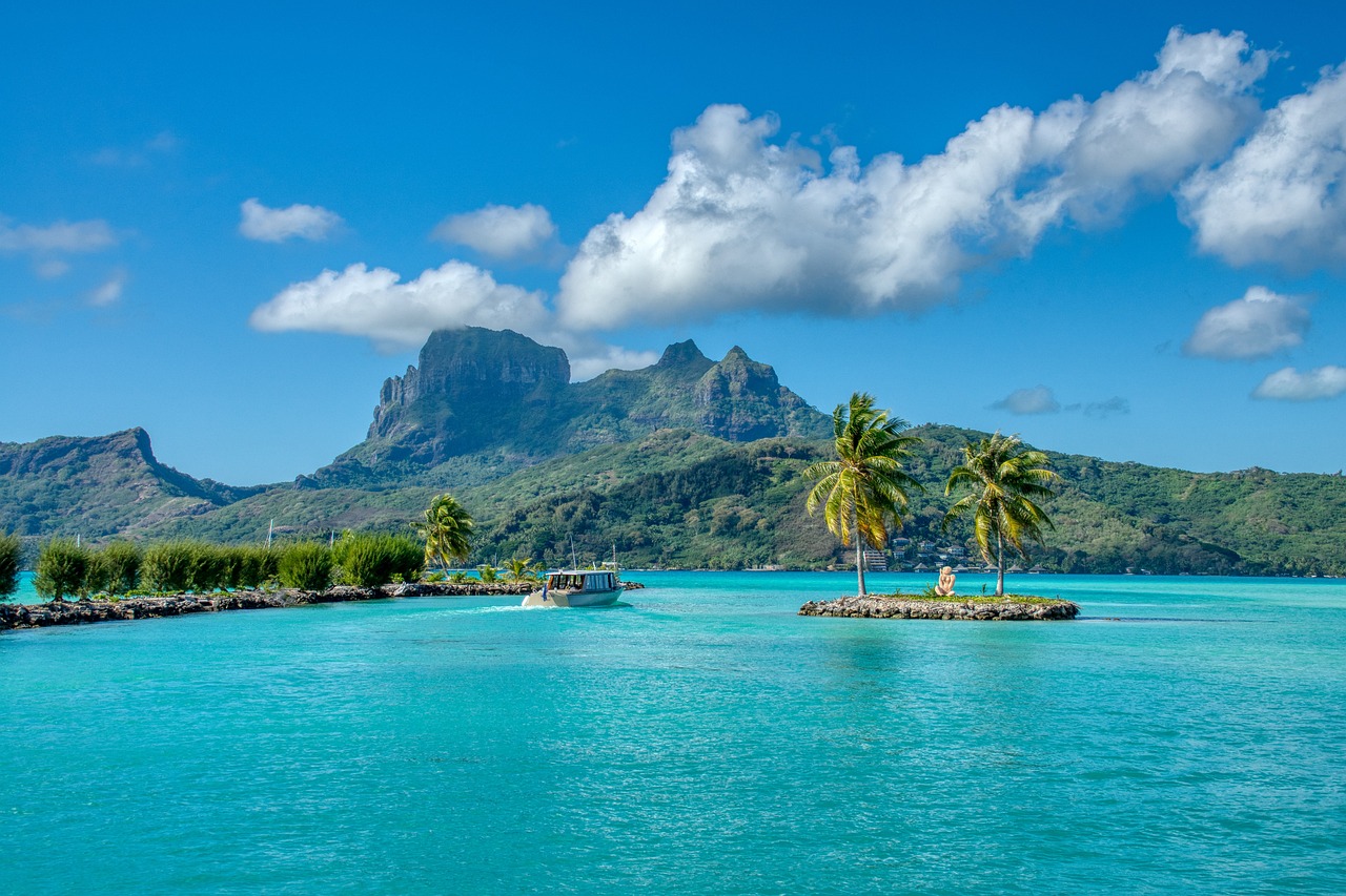 Tropical scenery promoting a travel brand podcast