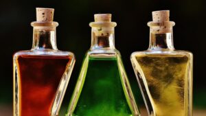 Bottles illustrating a three stage thought leadership strategy. 